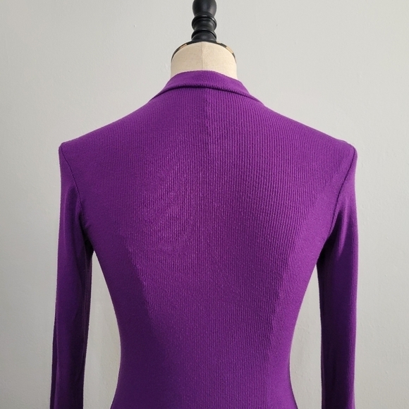 Bebe Y2K Purple Mock Neck Embelished logo top - Picture 4 of 7